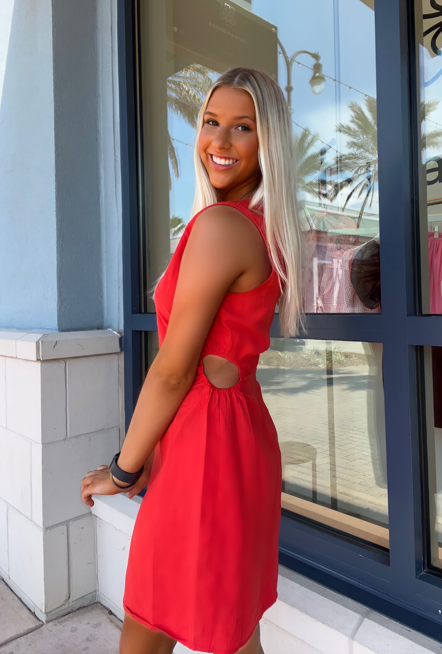 Roxanne Cut-Out Dress in Red