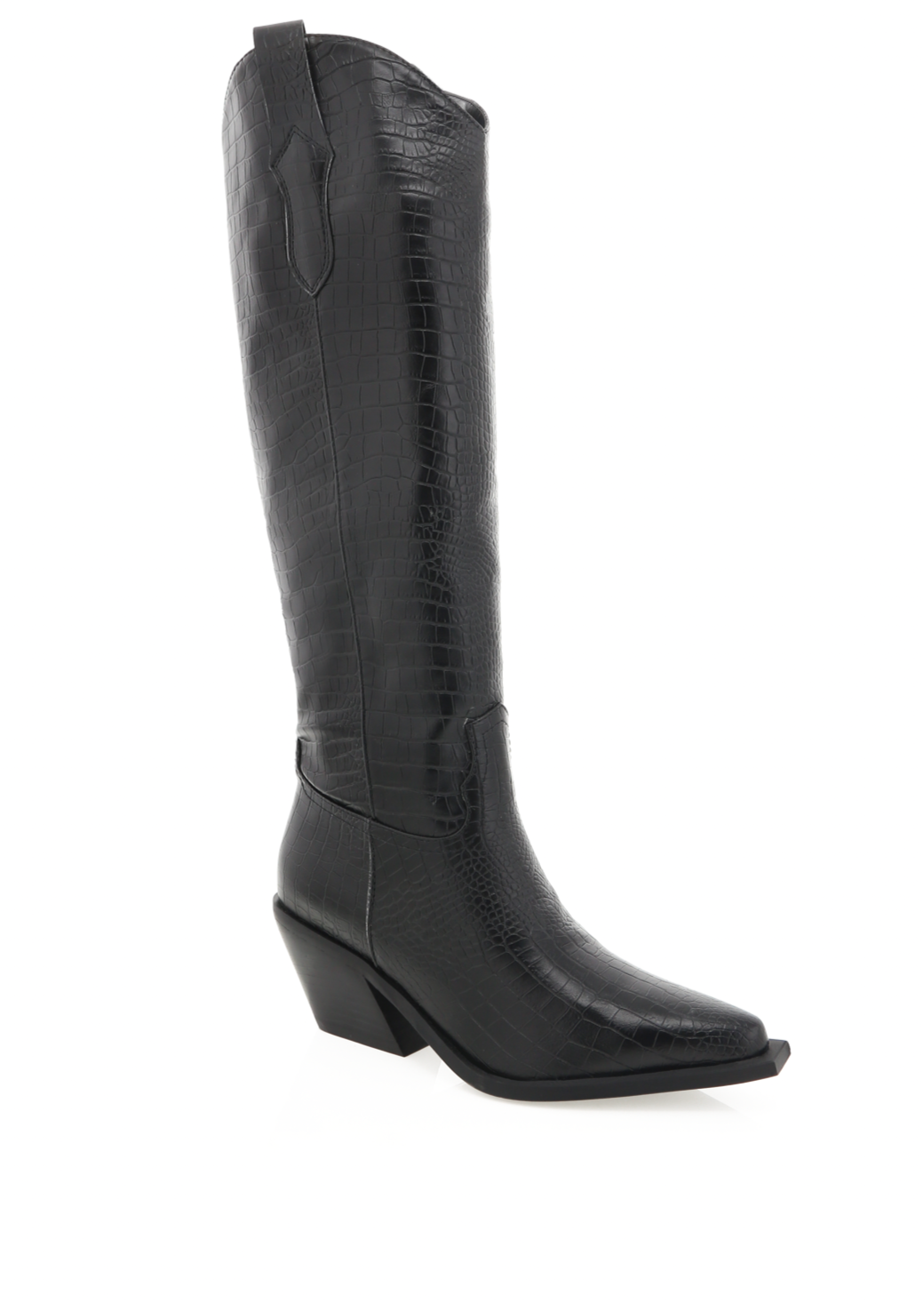 black croc western style boot